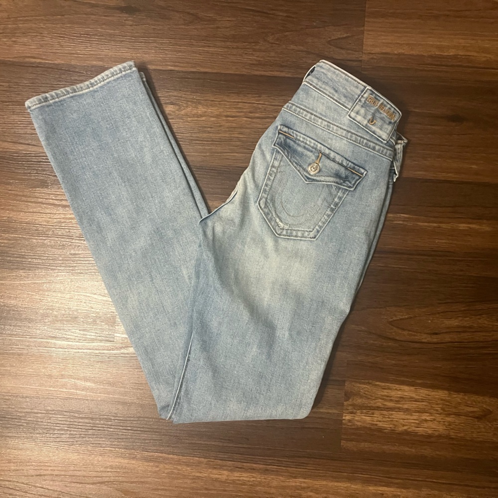 True Religion Billie Low Rise Distressed Straight Jeans